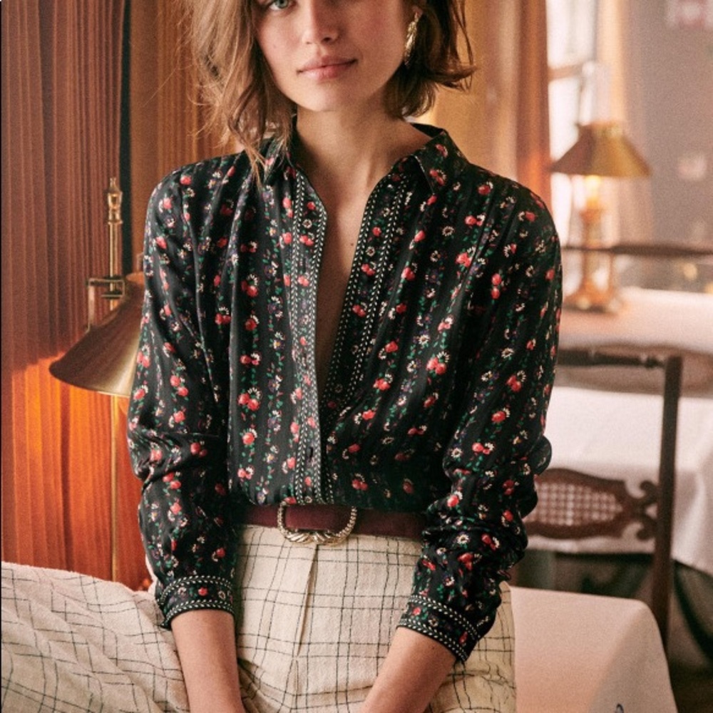 NWT Sezane Ann Shirt Floral Folklore sz36 - Picture 2 of 5